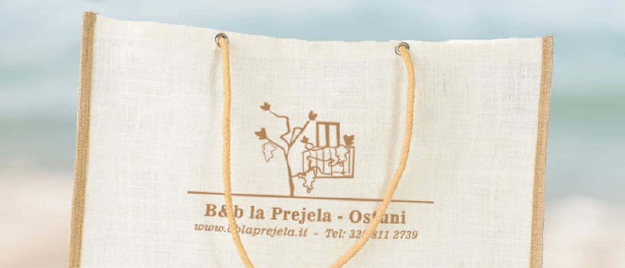 BORSA IN IUTA PERSONALIZZATA CON LOGO per il B&B la Prejela di Ostuni (BR)